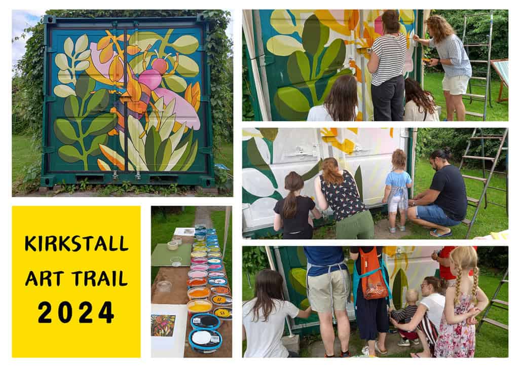 Images from the 2024 Kirkstall Art Trail. They are displayed in a collage and in a postcard format