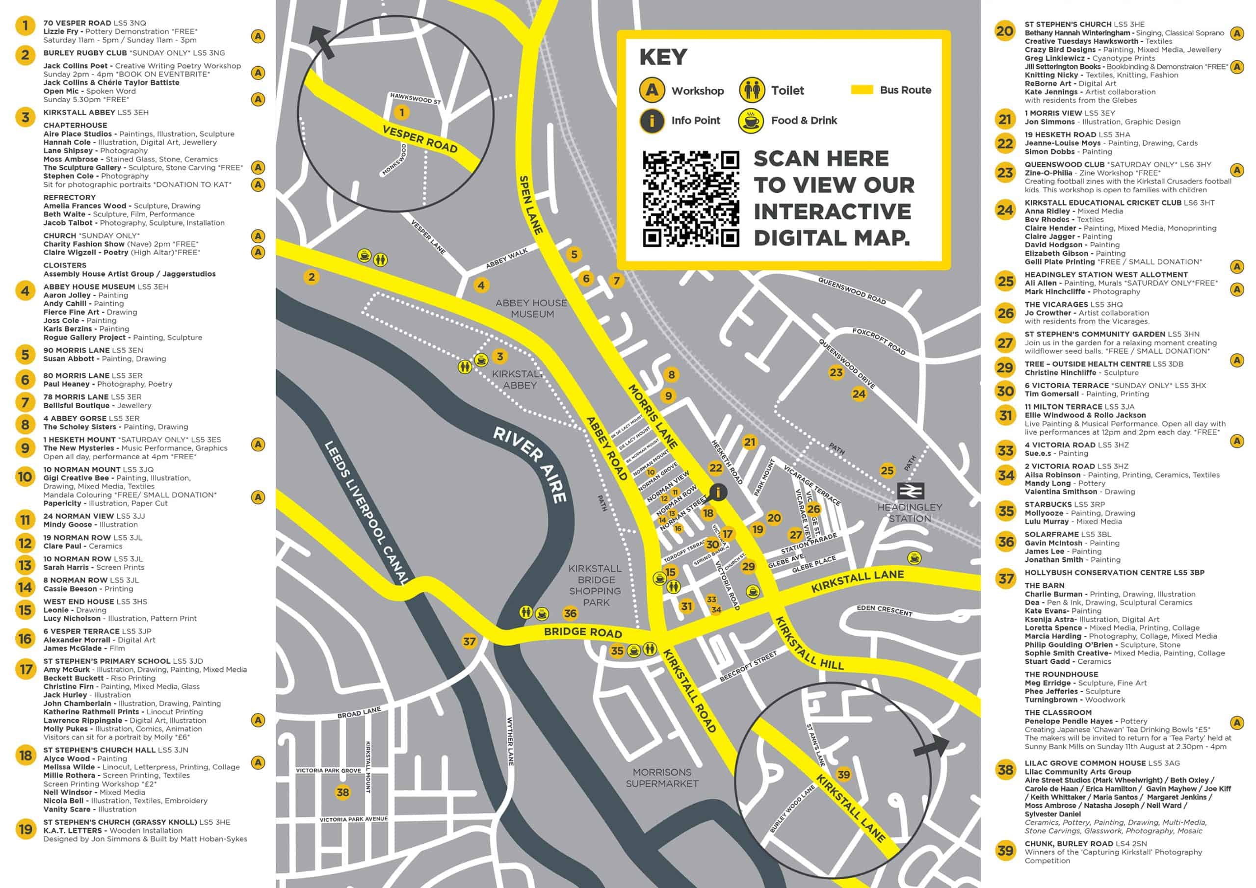 Kirkstall Art Trail 2024 map.