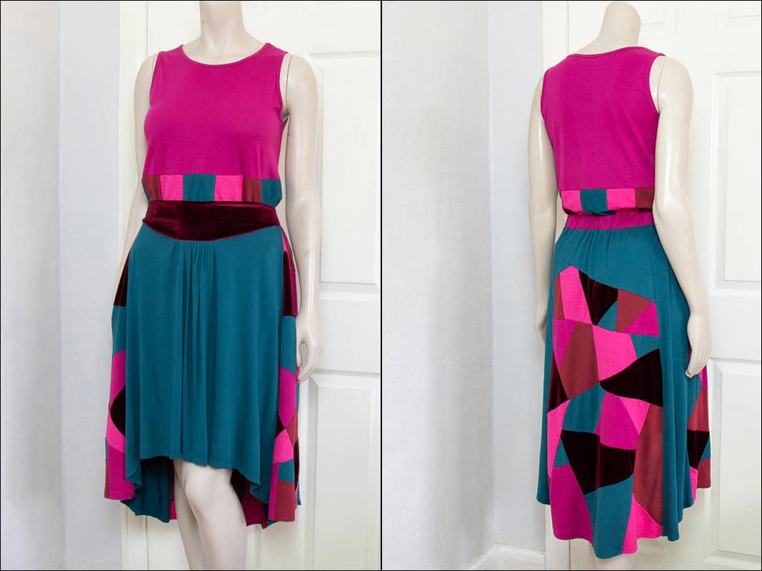 The outfit is displayed on a mannequin. There are two images, one is of the front and the other is of the back of the outfit.