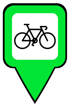 bike parking map marker with a bright green background