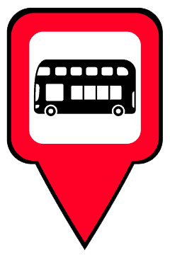 bus stop map marker with a red background