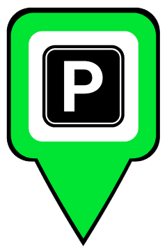 car parking map marker with a bright green background