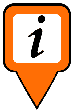 information point map marker with an orange background