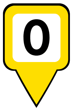 venue numbers map marker with a yellow background
